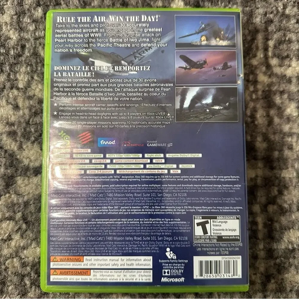 Microsoft XBOX 360 Damage Inc. Pacific Squadron WWII Game With Manual TESTED